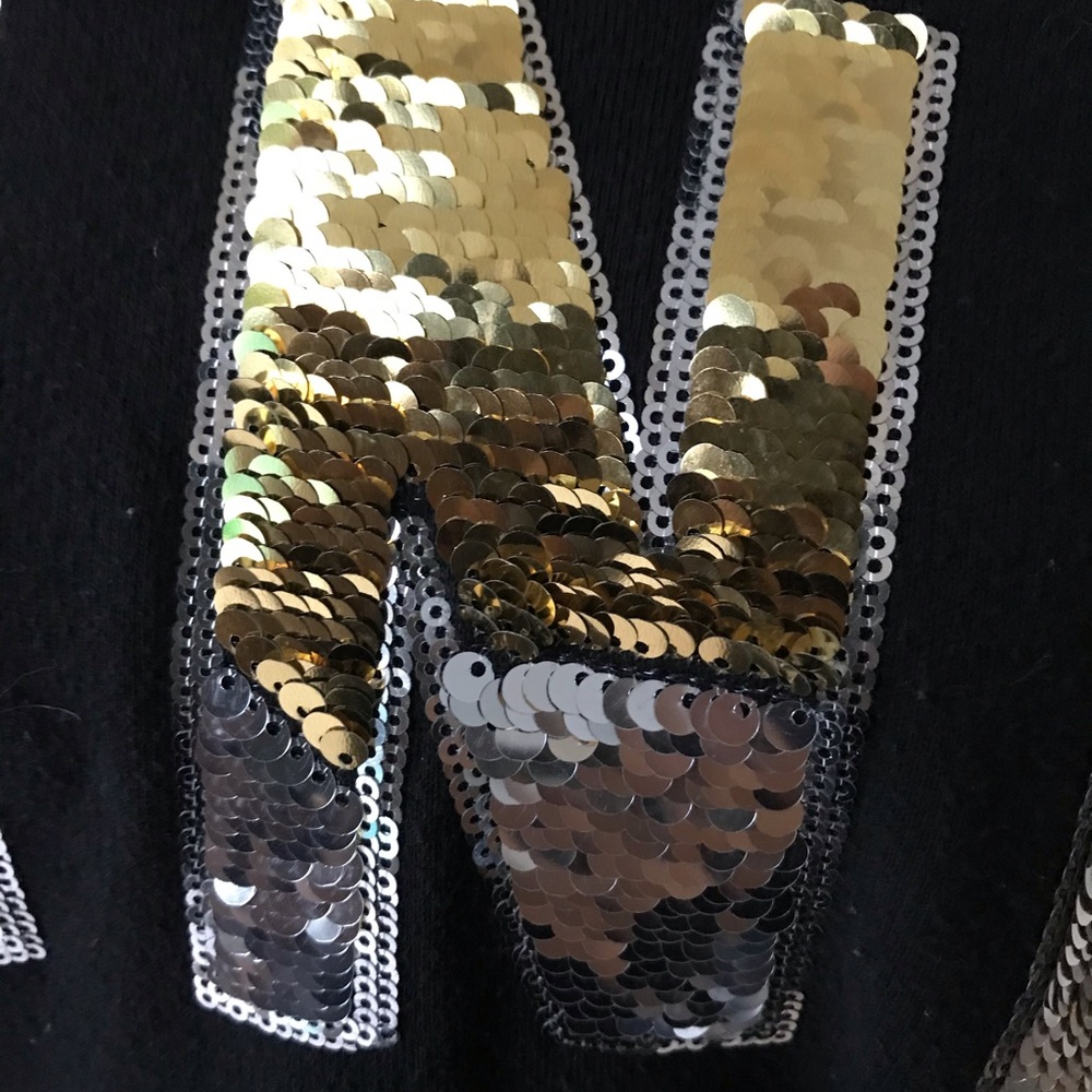 Victoria's Secret PINK Silver or gold sequins Logo Pullover Fleece Sweatshirt - Picture 4 of 8